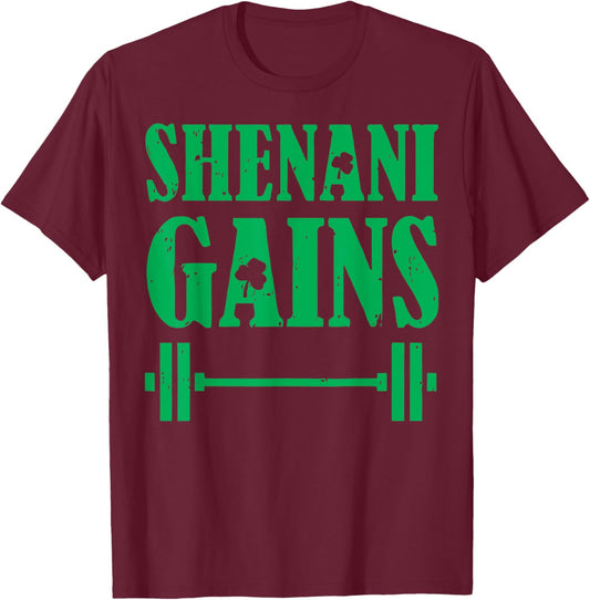 Shenanigans Gym St Patricks Squat Weight Workout T-Shirt - T-Shirt | Maroon