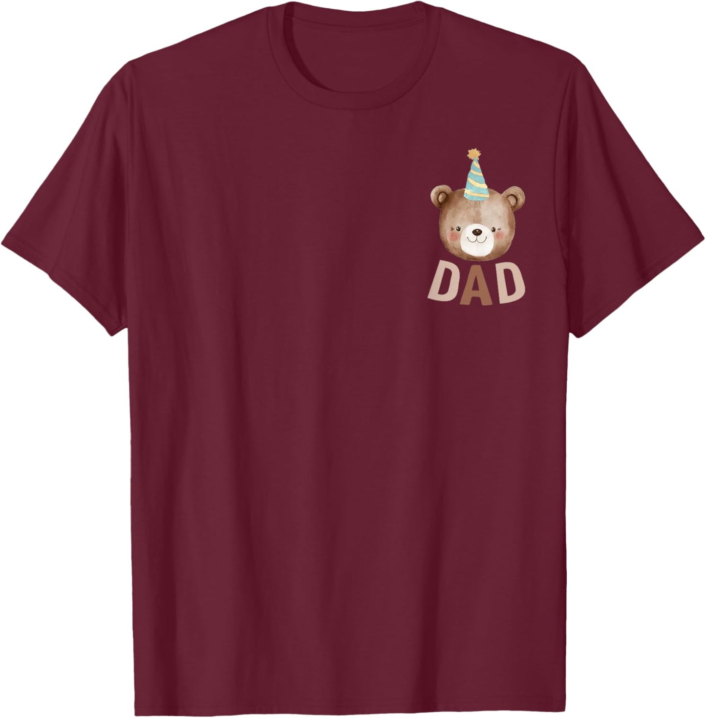Dad Teddy Bear 1st Birthday Boy Girl Family Matching Party T-Shirt - T-Shirt | Maroon