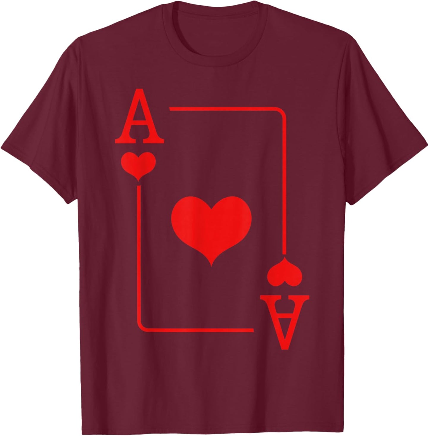 Heart Ace Card Game Poker Costume Carnival Fancy Dress T-Shirt - T-Shirt | Maroon