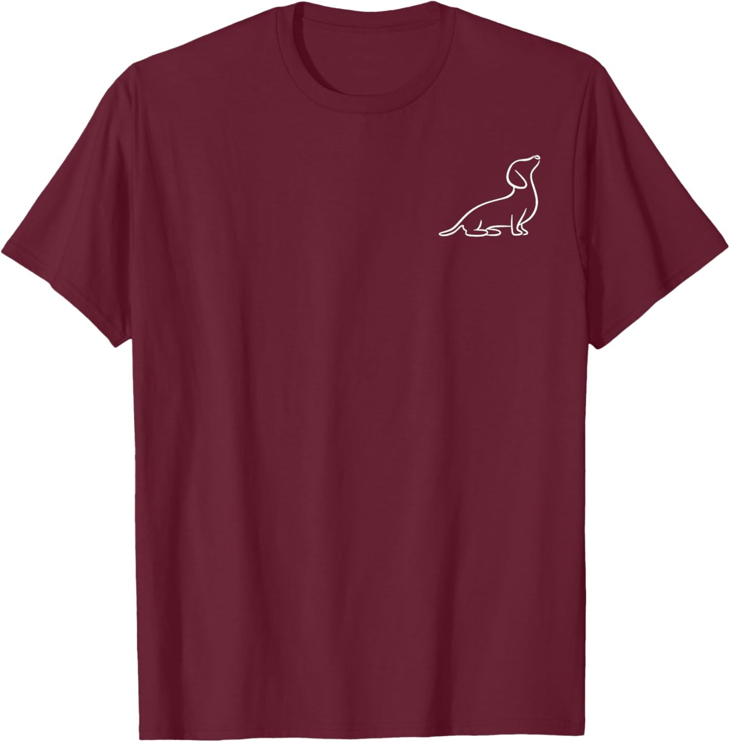 Dachshund Line Art Cute Doxie Wiener Dog for Woman Kids T-Shirt - T-Shirt | Maroon