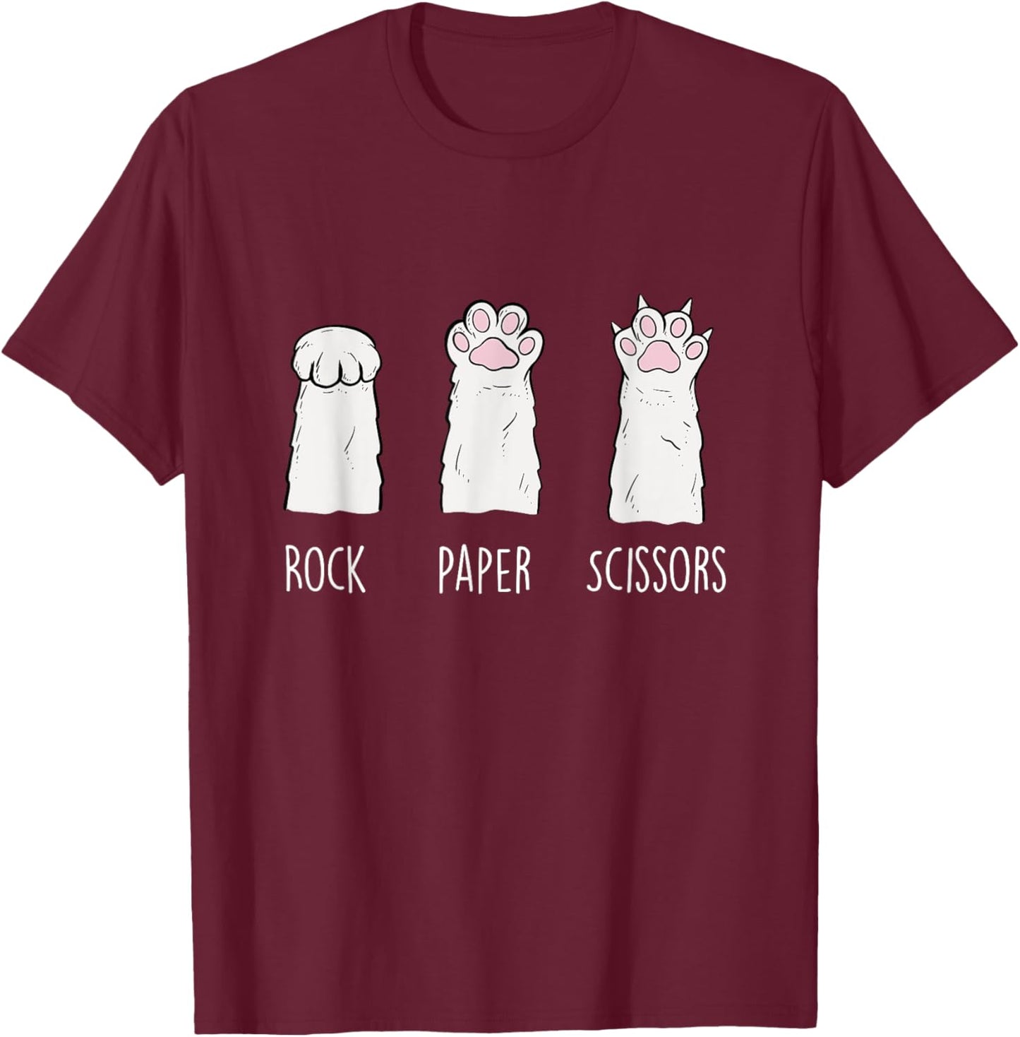 Rock Paper Scissors - Cat Lover Kitten Owner Kitty T-Shirt - T-Shirt | Maroon
