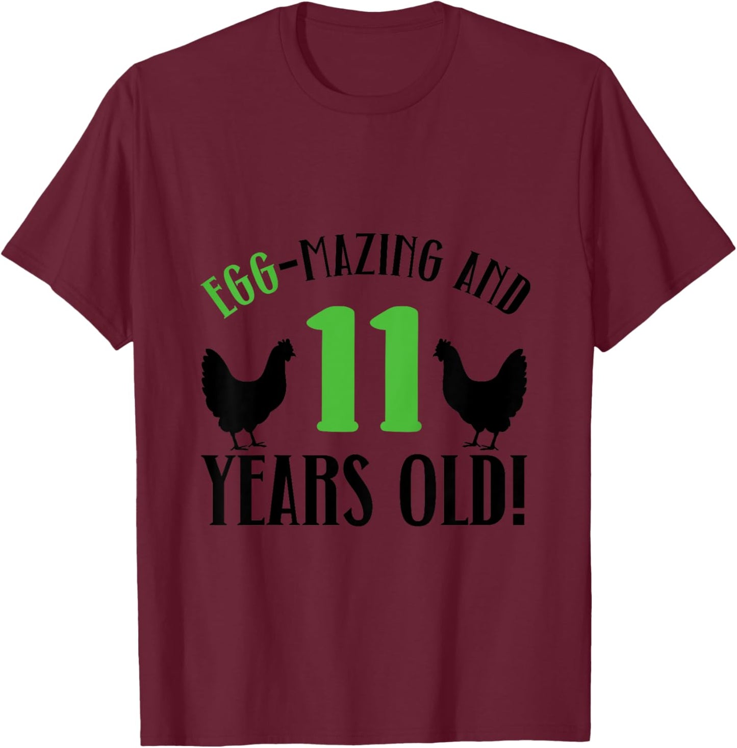 Kids 11th Birthday 11 Years Old Chicken Farmer chicken Lover T-Shirt - T-Shirt | Maroon