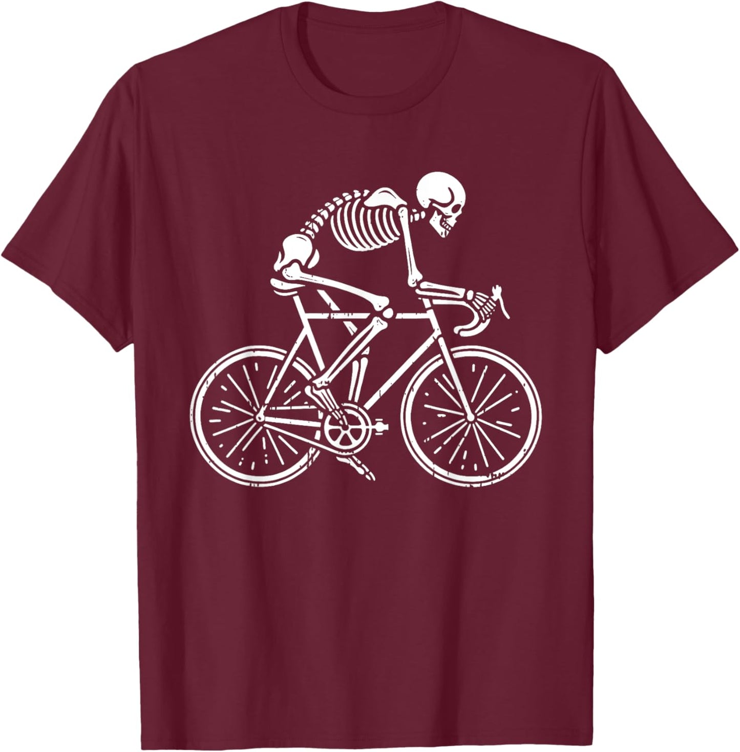 Skeleton Road Bike Bicycle Biking Cycling Biker Cyclist T-Shirt - T-Shirt | Maroon