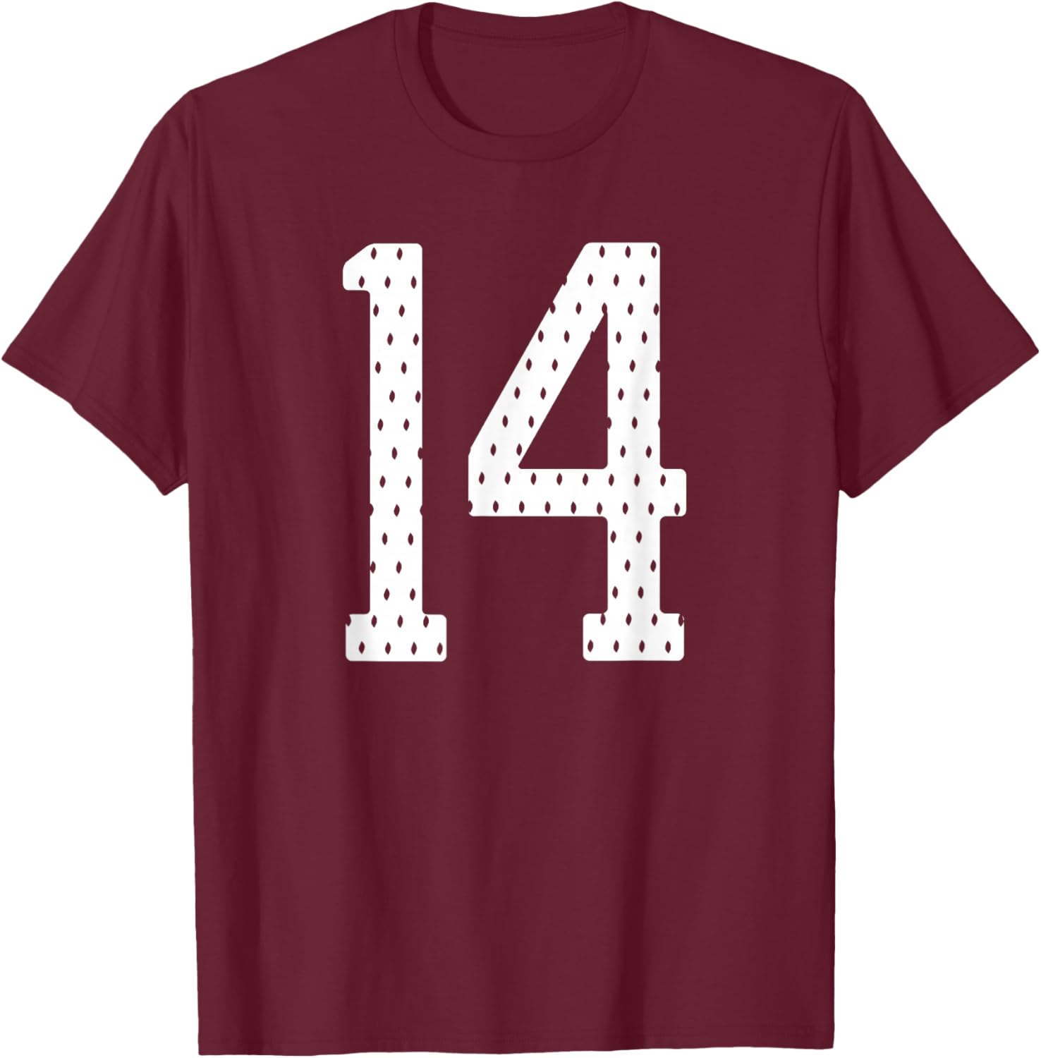 Number 14 Sports Team 14th Jersey Varsity Birthday Football T-Shirt - T-Shirt | Maroon