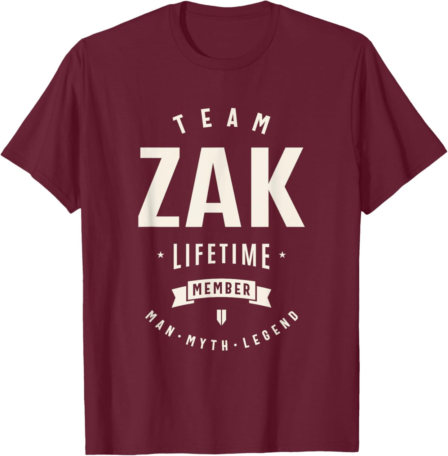 Team Zak Lifetime Member Funny Name Zak T-Shirt - T-Shirt | Maroon