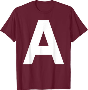 Letter A Group Matching Lazy Halloween Costume T-Shirt - T-Shirt | Maroon