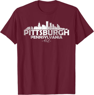 Pittsburgh Pennsylvania PA | skyline T-Shirt - T-Shirt | Maroon