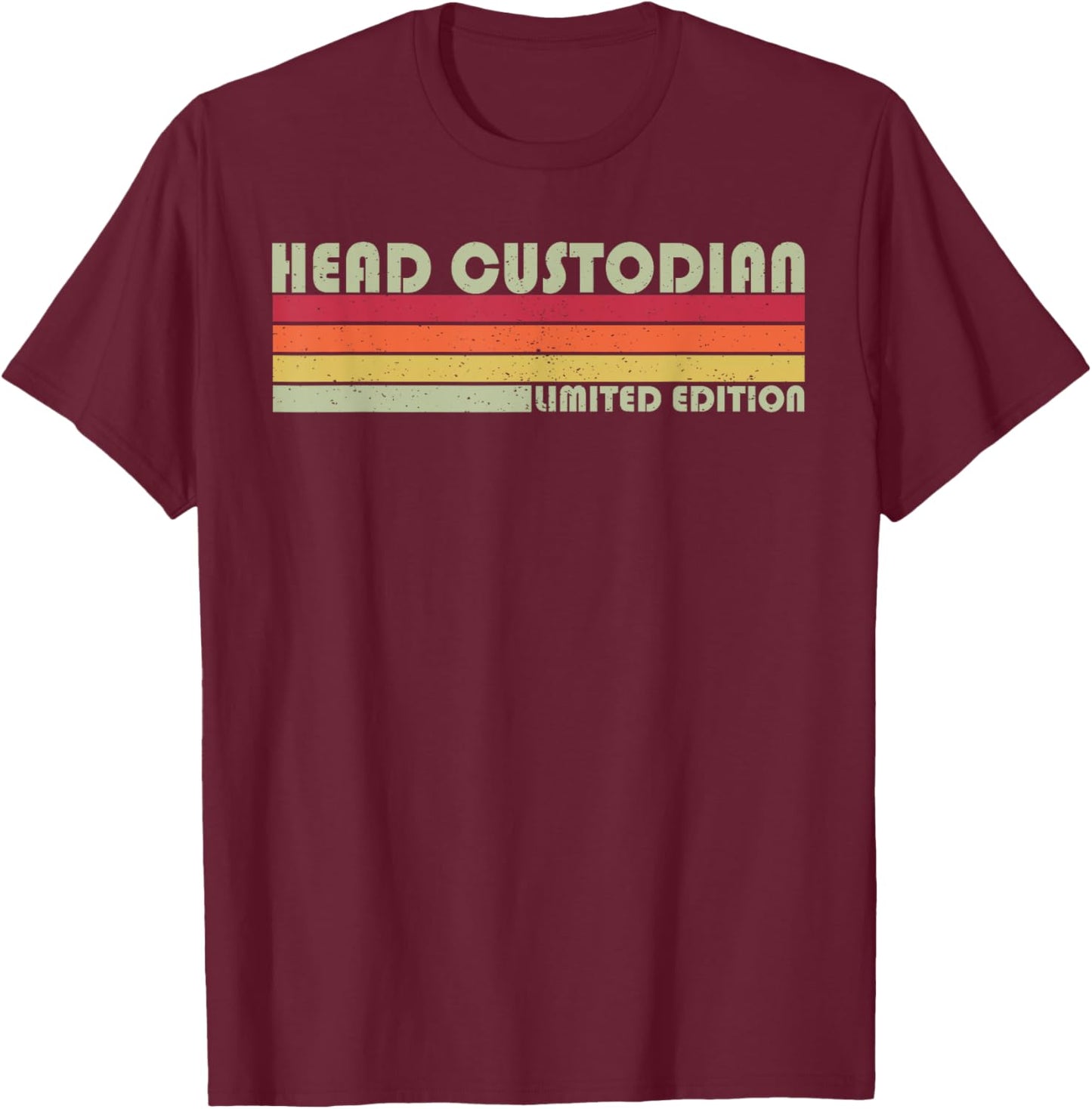 Head Custodian Vintage School Custodian Limited Edition T-Shirt - T-Shirt | Maroon