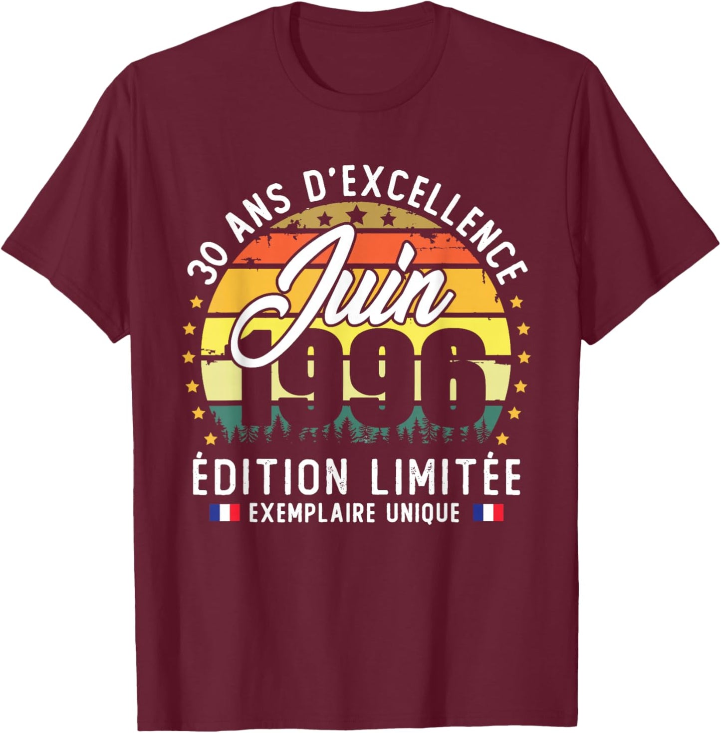 Vintage Juin 1996 Cadeau d'anniversaire 30 Ans Homme Femme T-Shirt - T-Shirt | Maroon