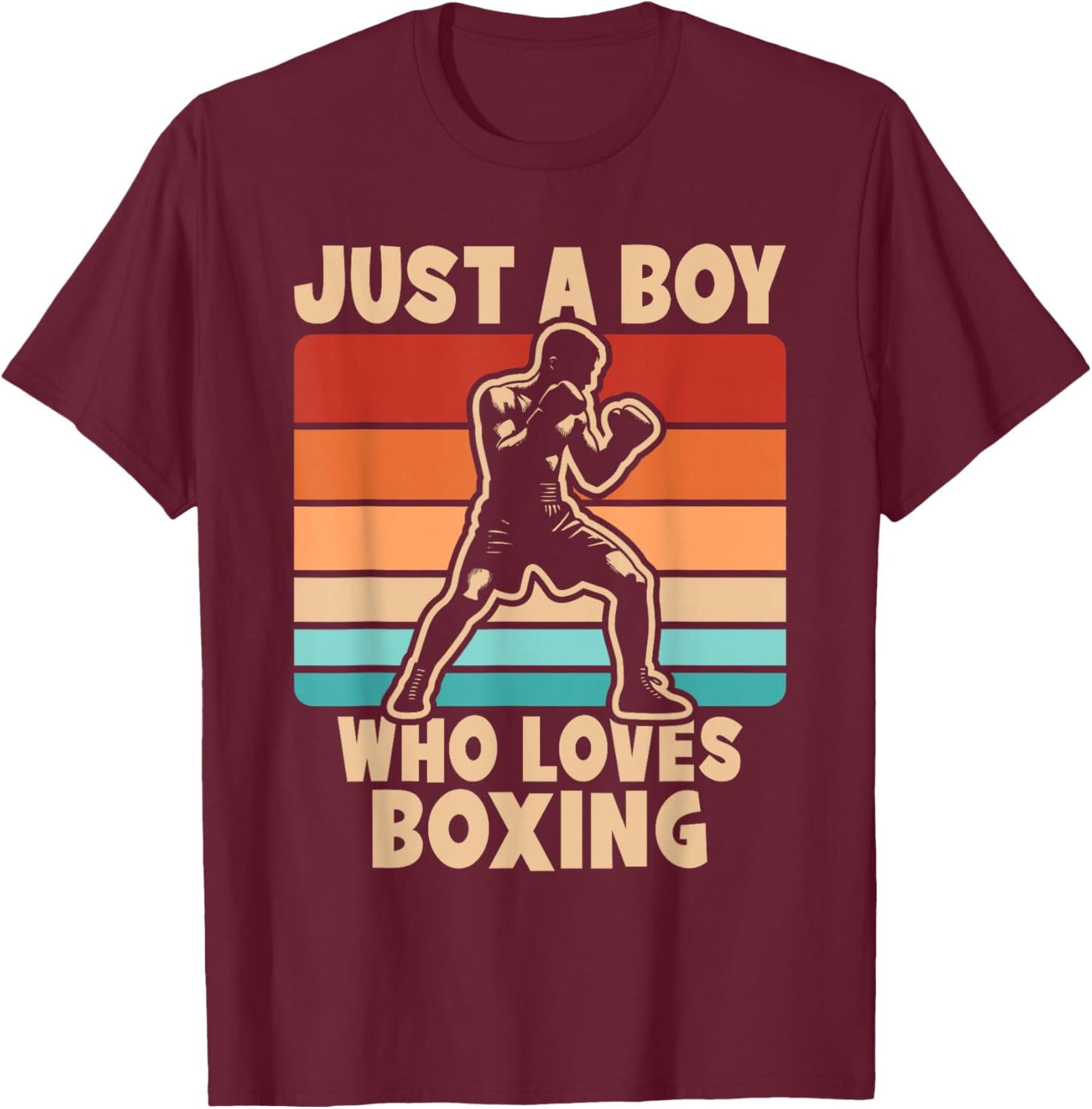 Just A Boy Who Loves Boxing Funny Retro Boxer Kids T-Shirt - T-Shirt | Maroon