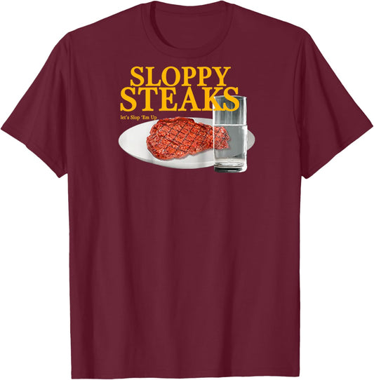 Vintage Sloppy Steaks I Think You Should Leave Raglan Baseball T-Shirt - T-Shirt | Maroon
