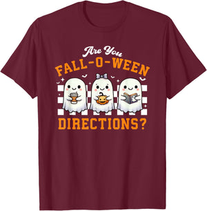 Are You Fall-O-Ween Directions Ghost Christian Halloween T-Shirt - T-Shirt | Maroon