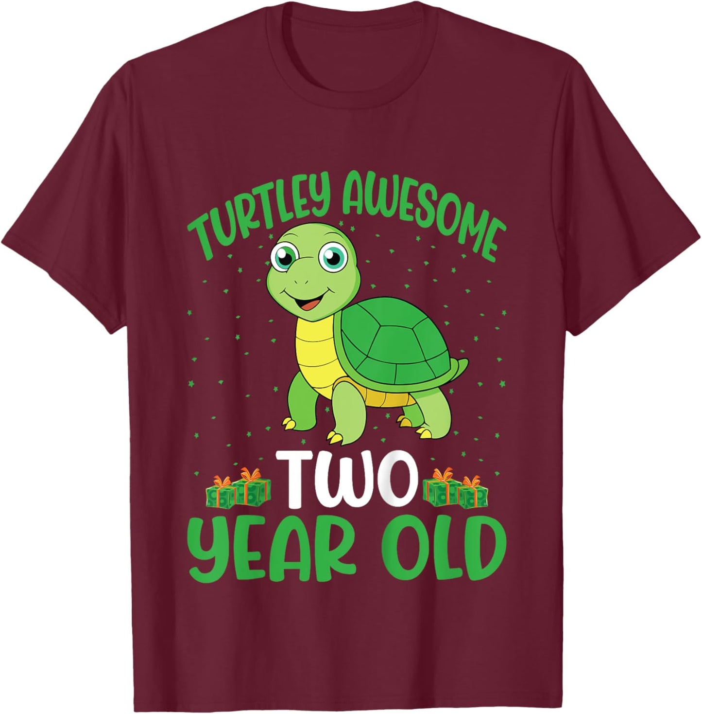 Kids Turtley Awesome Two Year Old Cute Turtle 2nd Birthday Kids T-Shirt - T-Shirt | Maroon