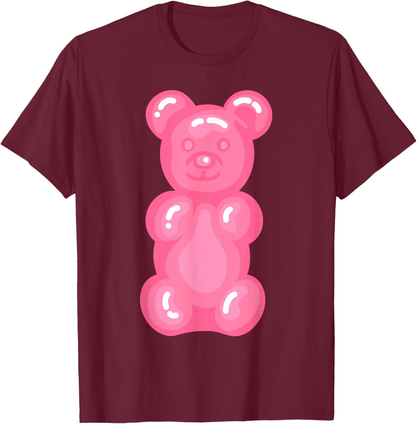 Pink Teddy Gummy Bear T-Shirt - T-Shirt | Maroon