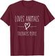 loves animals tolerates people friends Cat Lover & Dog Love T-Shirt - T-Shirt | Maroon
