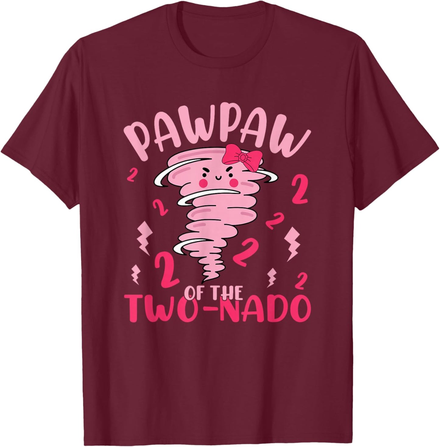 Pawpaw of The Two-nado Tornado Theme 2nd Birthday Party T-Shirt - T-Shirt | Maroon