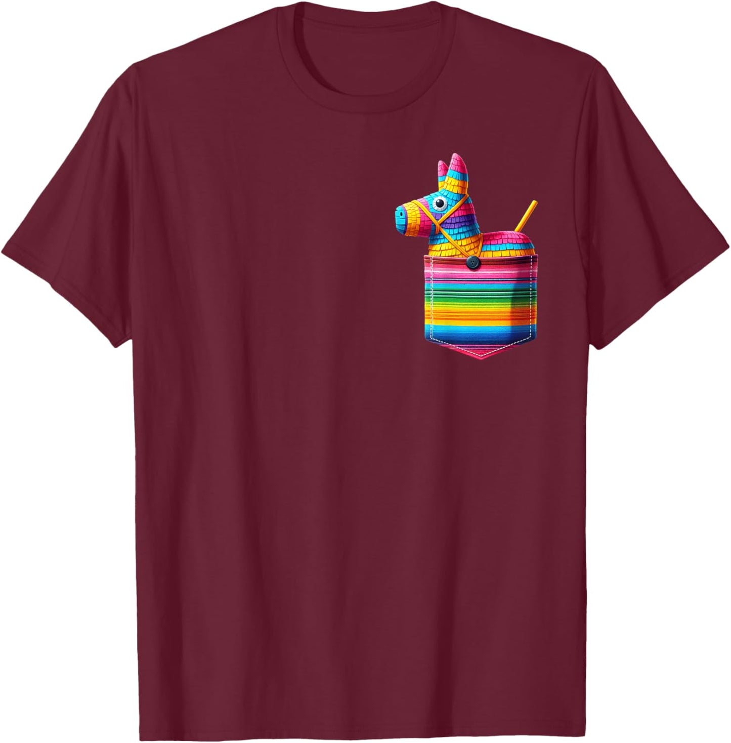 Pocket Pinata Serape Cinco De Mayo Mexican Fiesta Party Kids T-Shirt - T-Shirt | Maroon