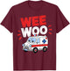 Funny Wee Woo EMT Paramedic - Black, Small, Short Sleeve, Modern, Cartoon, Fun, Classic, Humorous T-Shirt - T-Shirt | Maroon
