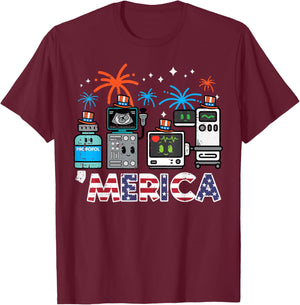 4th July Nurse Propofol Merica Scrub Top Patriotic Men Women T-Shirt - T-Shirt | Maroon
