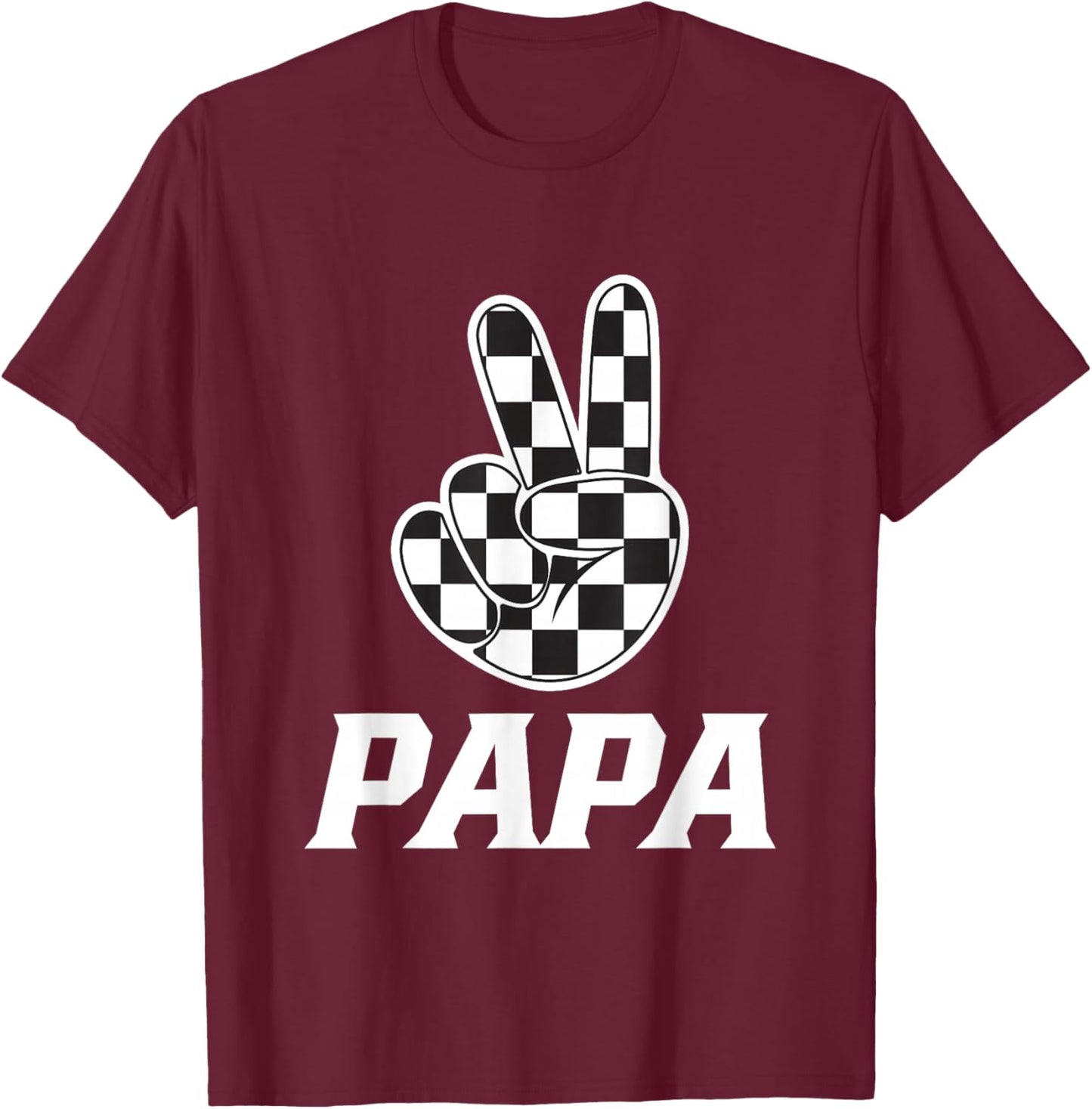 Papa Birthday Party Car Race Family Matching Pit Car Racing T-Shirt - T-Shirt | Maroon