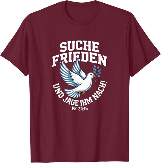 Search Peace Psalm 34 Bible Christian Bible Quote Bible Verse , black, S T-Shirt - T-Shirt | Maroon