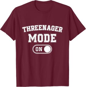 Threenager Mode On 3Rd Birthday Gifts Third Bday 3 Years Old T-Shirt - T-Shirt | Maroon