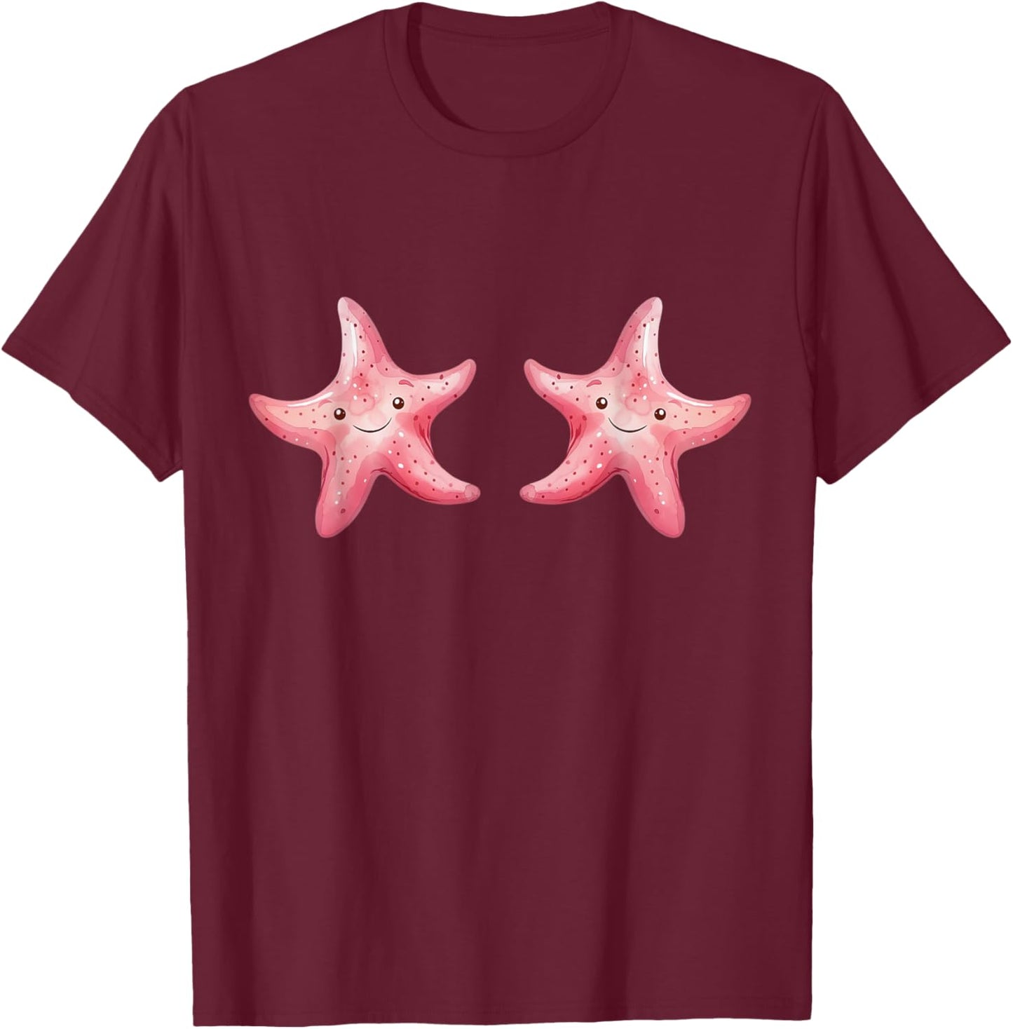 Mermaid Star Fish Bra Graphic Star Fish Costume Women T-Shirt - T-Shirt | Maroon