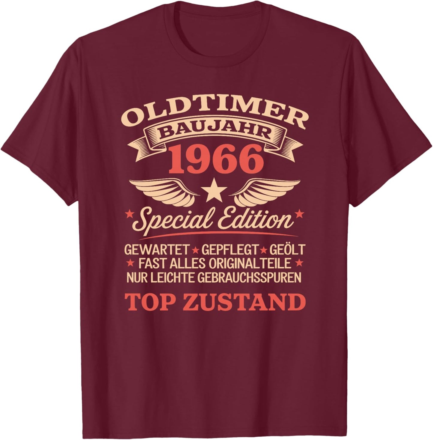 60. Geburtstag Mann Frau 60 Jahre Deko 1966 Geschenk Lustig Premium T-Shirt - T-Shirt | Maroon