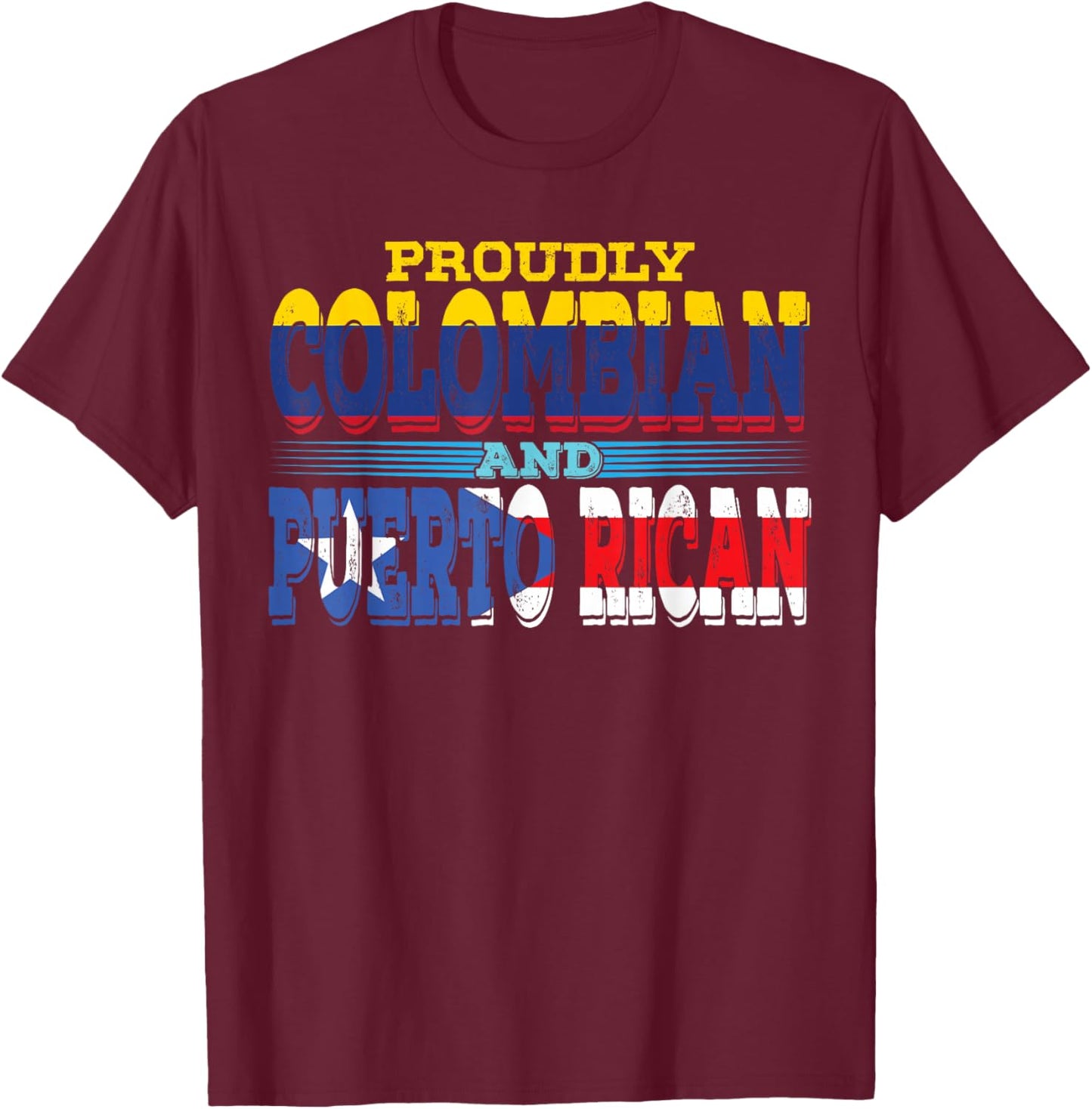 Puerto Rico Colombia Flag Half Puerto Rican Half Colombian T-Shirt - T-Shirt | Maroon