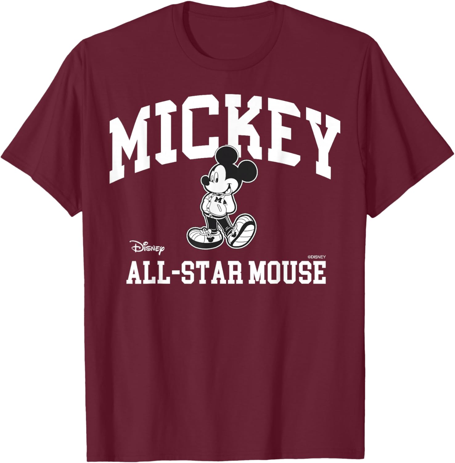 Disney Mickey and Friends All Star Varsity Style T-Shirt - T-Shirt | Maroon