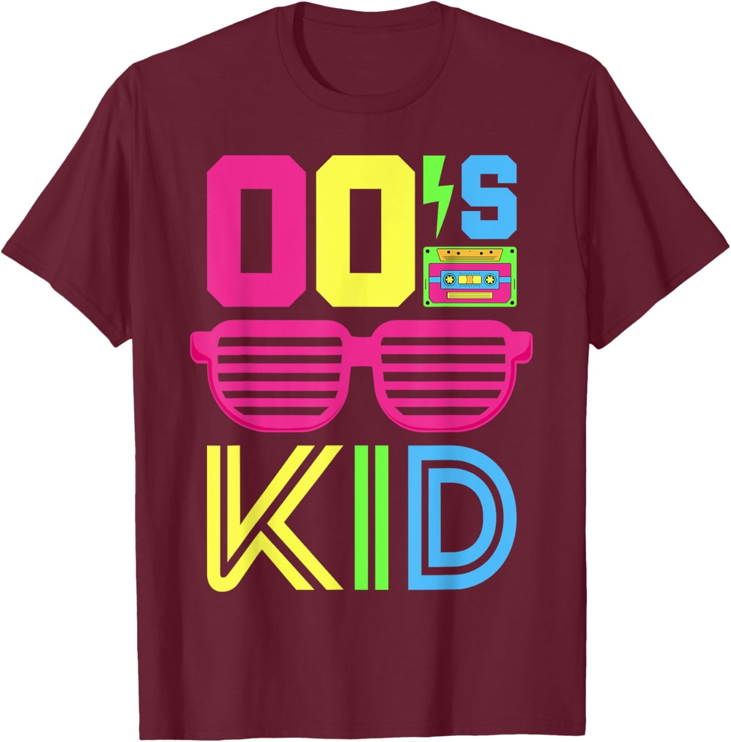 2000's Kid 00s Themed Party 2000s Costume Early 2000s Outfit T-Shirt - T-Shirt | Maroon