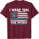American Flag Teal Ribbon Ovarian Cancer Awareness T-Shirt - T-Shirt | Maroon