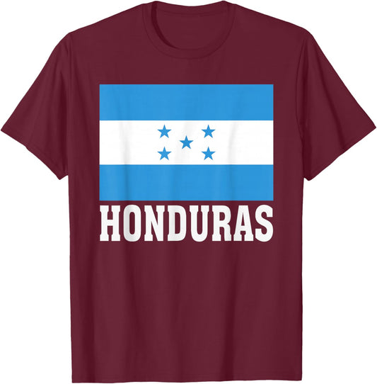 Honduras Flag Patriotic National Roots Souvenir T-Shirt - T-Shirt | Maroon