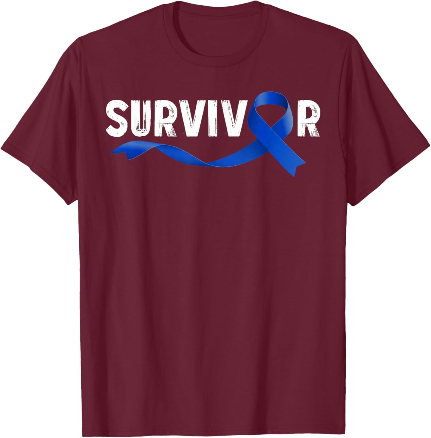 Survivor Colon Cancer Month Support Ruban Bleu T-Shirt - T-Shirt | Maroon