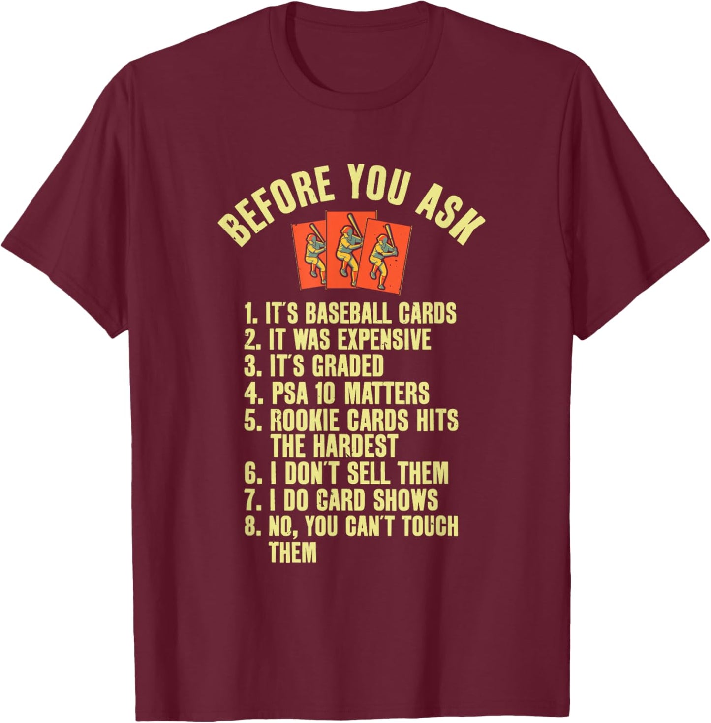 Funny Baseball Card Collector Baseball Card Trading T-Shirt - T-Shirt | Maroon