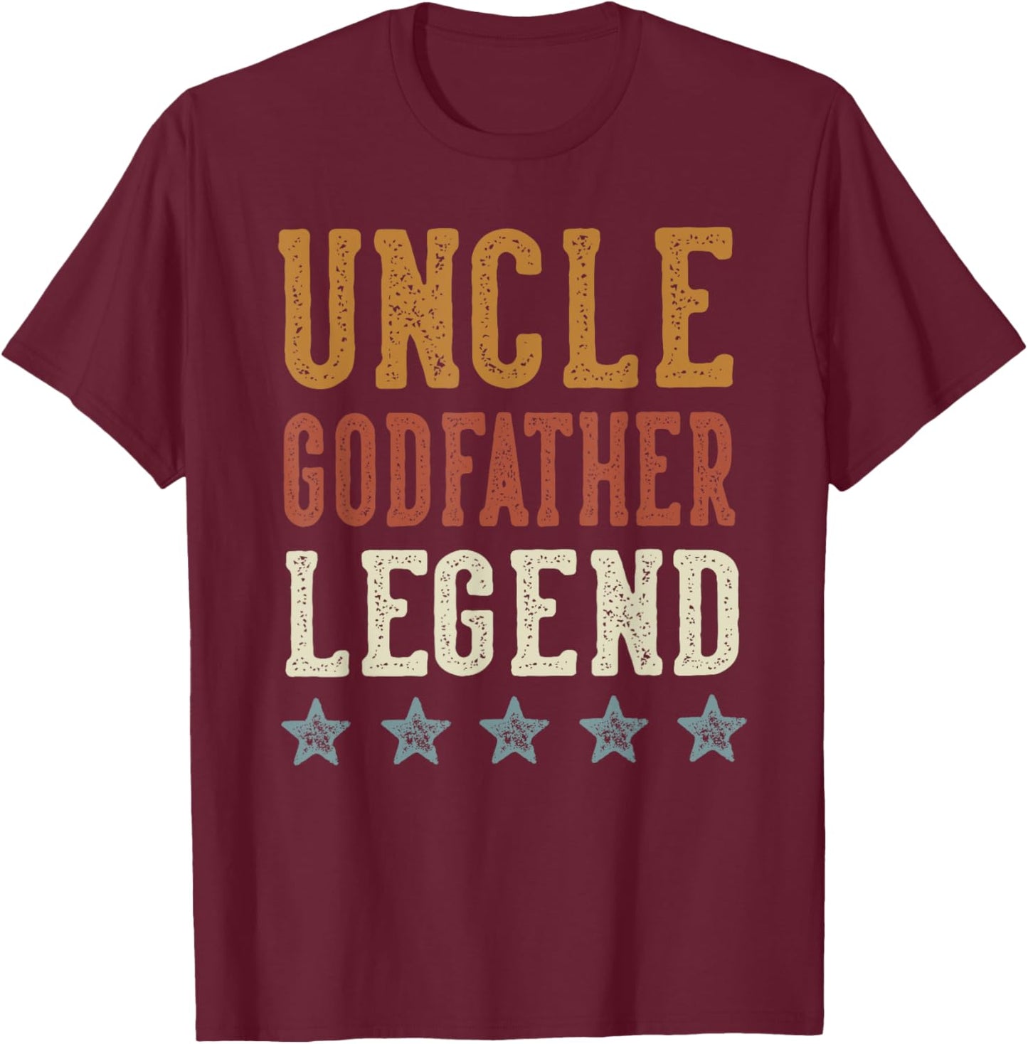 Uncle Godfather Legend - Classic Retro Distressed Lettering T-Shirt - T-Shirt | Maroon
