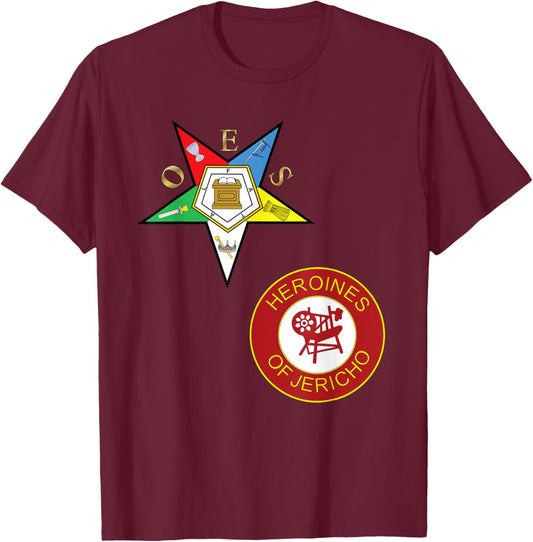 OES Heroines of Jericho Split Order Eastern Star PHA HOJ T-Shirt - T-Shirt | Maroon
