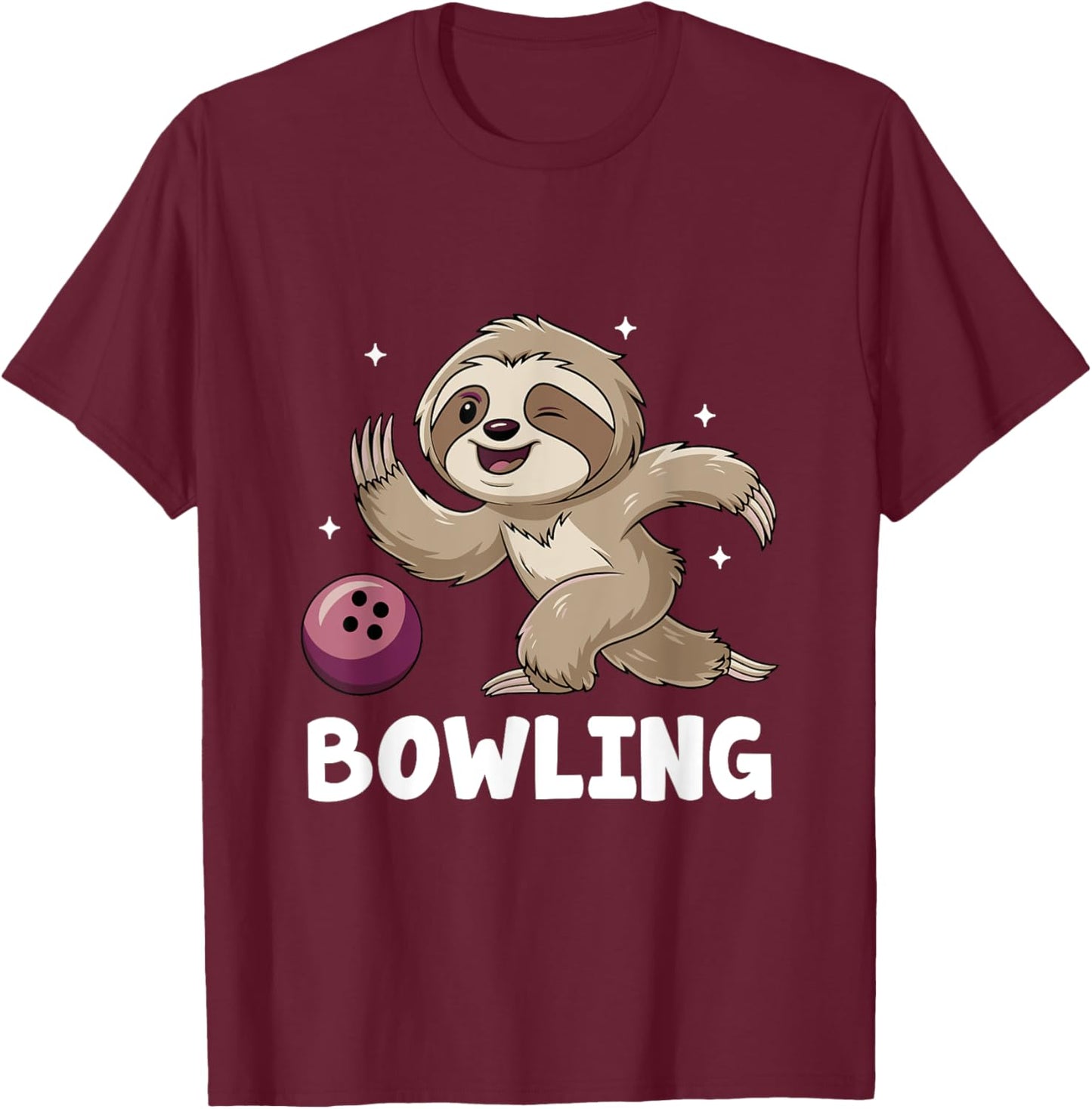Sloth Playing Bowling Bowler Sports Athlete Game For Kids T-Shirt - T-Shirt | Maroon