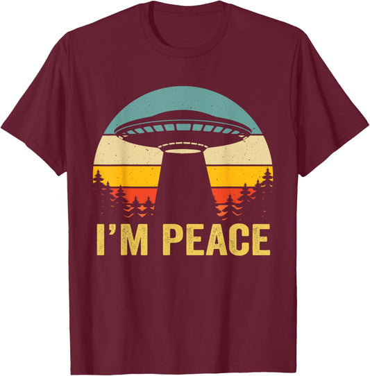 I Come In Peace im Peace Matching Couples Alien T-Shirt - T-Shirt | Maroon
