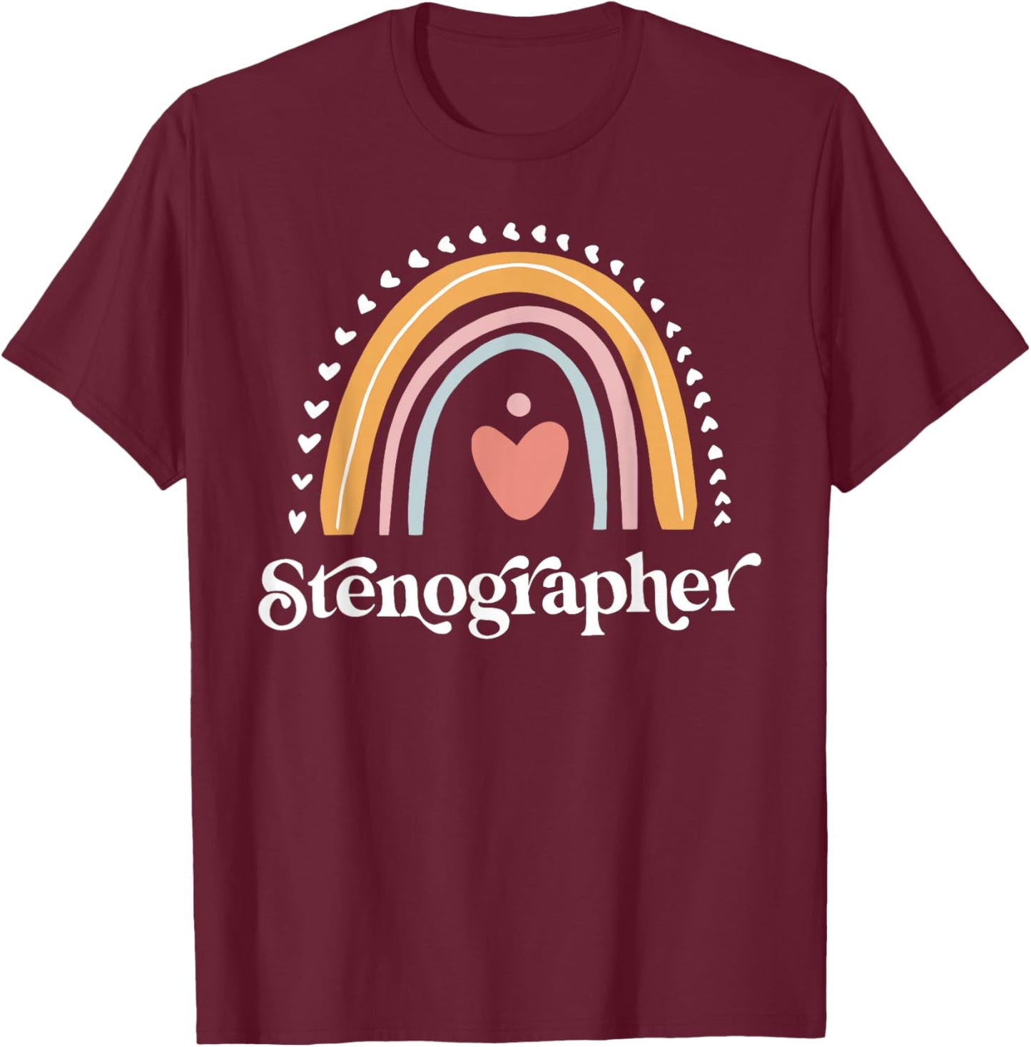 Rainbow Funny Stenographer Court Reporter Reporting Worker T-Shirt - T-Shirt | Maroon