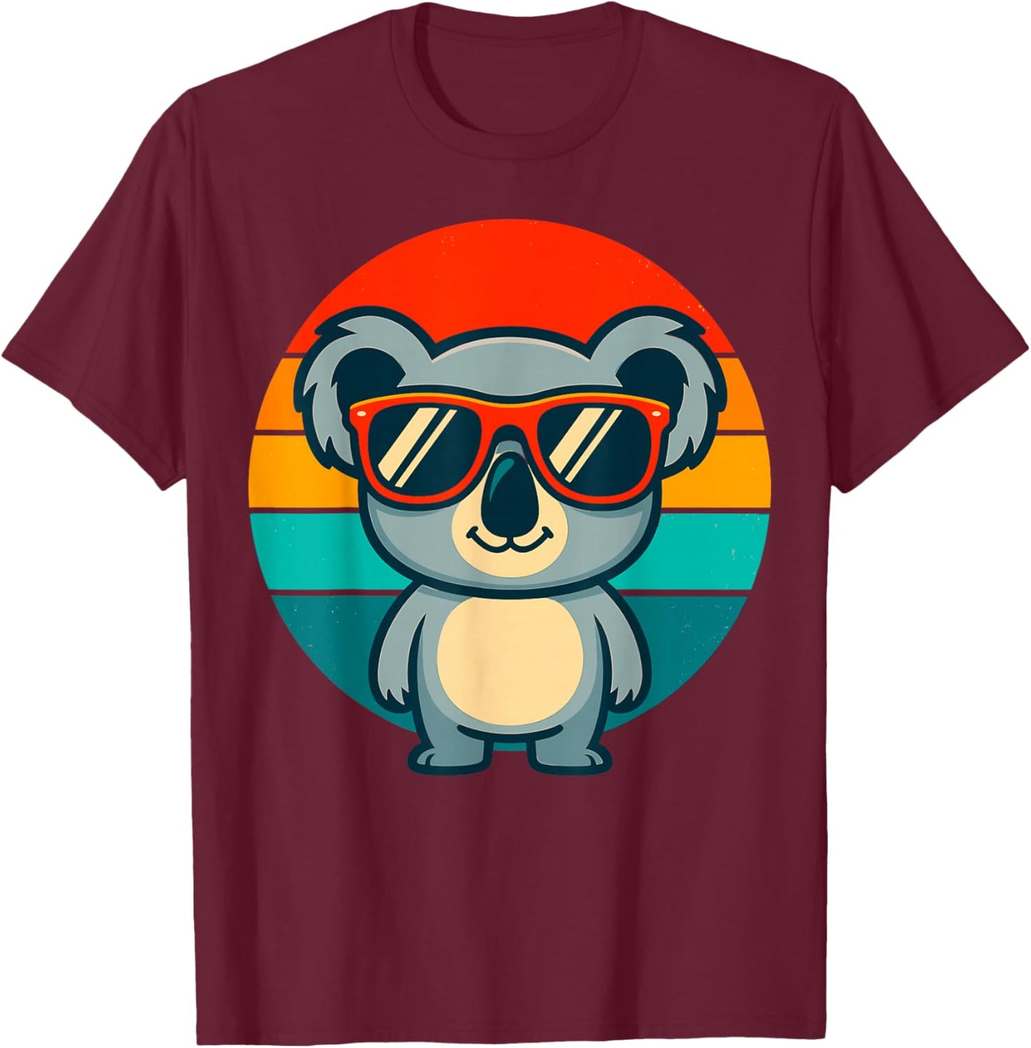 Retro Koala with Sunglasses T-Shirt - T-Shirt | Maroon