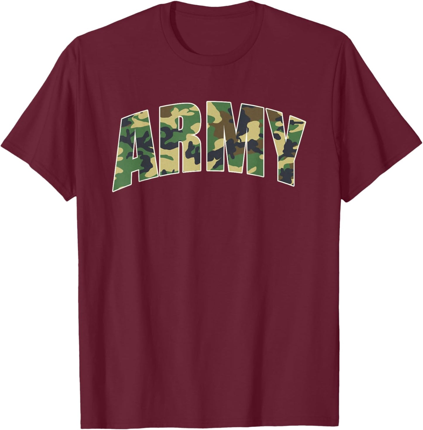 Army Text Camo T-Shirt - T-Shirt | Maroon