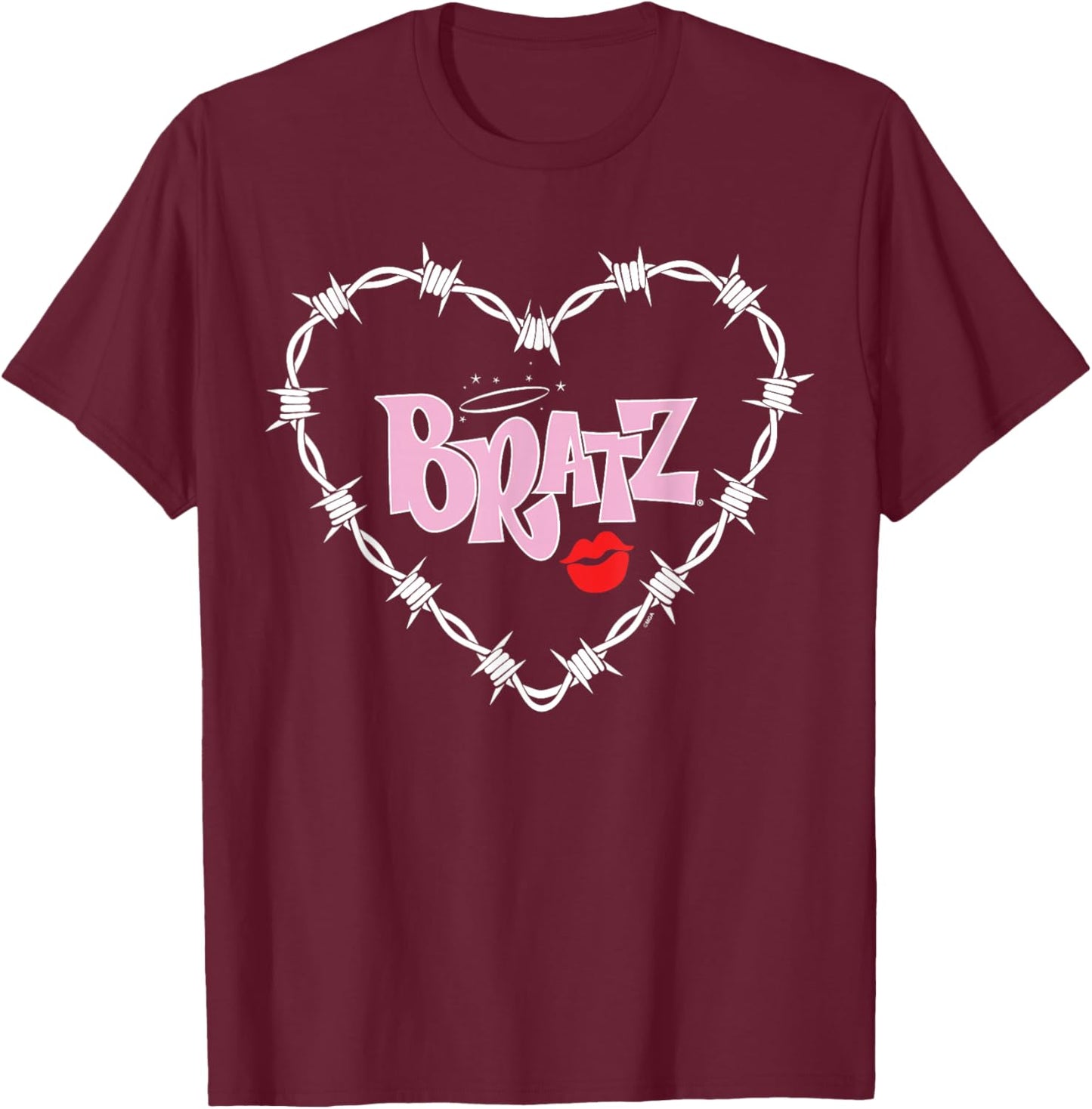 Bratz - Barbed Wire Heart Logo T-Shirt - T-Shirt | Maroon