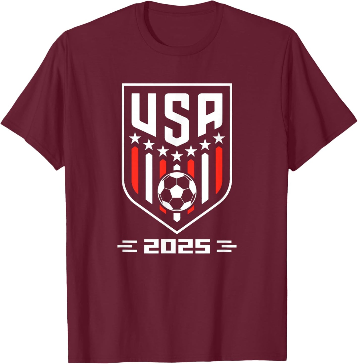American Flag Soccer Team Boys Men Women Girls Soccer 2025 T-Shirt - T-Shirt | Maroon
