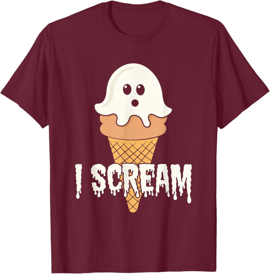 I Scream Ice Cream Ghost Halloween Costume Treats T-Shirt - T-Shirt | Maroon