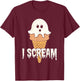 I Scream Ice Cream Ghost Halloween Costume Treats T-Shirt - T-Shirt | Maroon