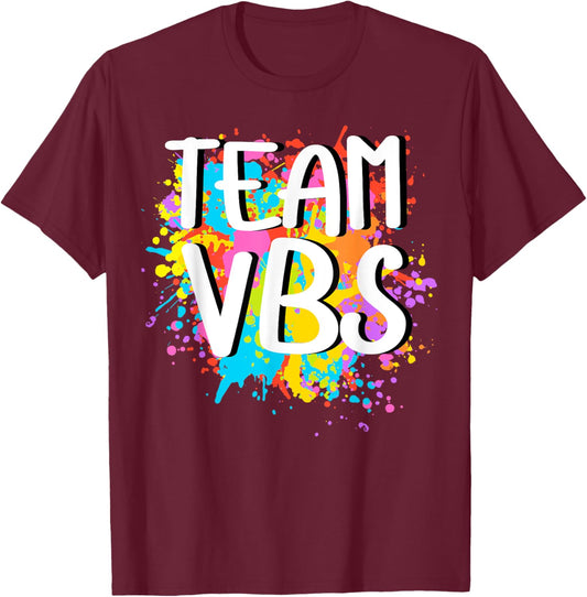 Team VBS Vacation Bible School I Love Paint Splatter Artist T-Shirt - T-Shirt | Maroon