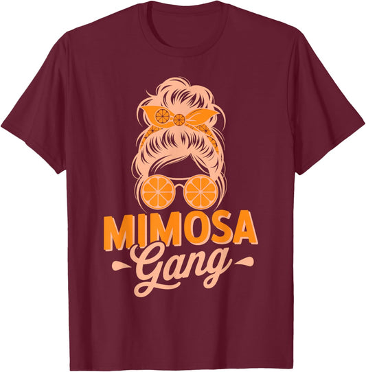 Mimosa Gang Brunch Orange Cocktail Funny Women T-Shirt - T-Shirt | Maroon