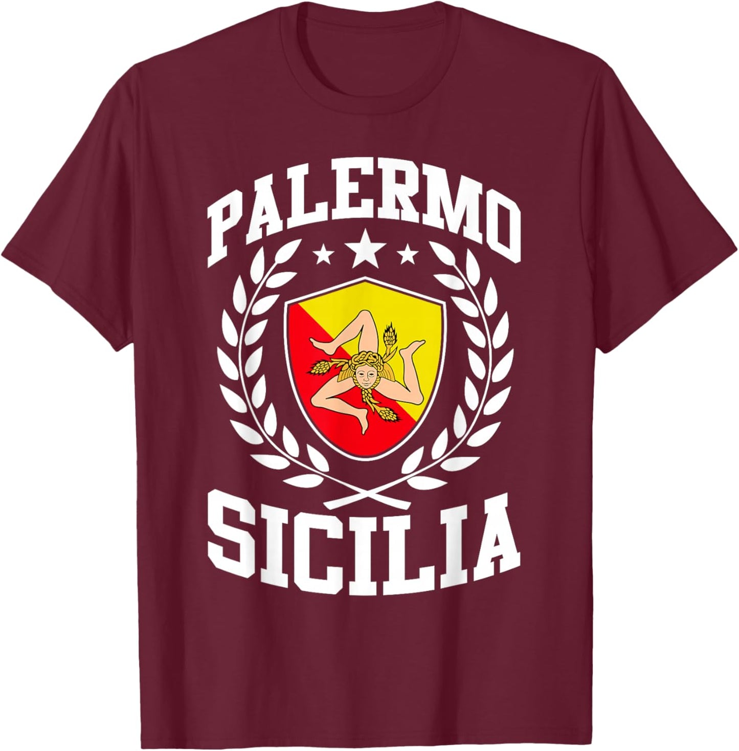 Palermo Sicilia Sicily Flag Trinacria Sicilian Pride T-Shirt - T-Shirt | Maroon