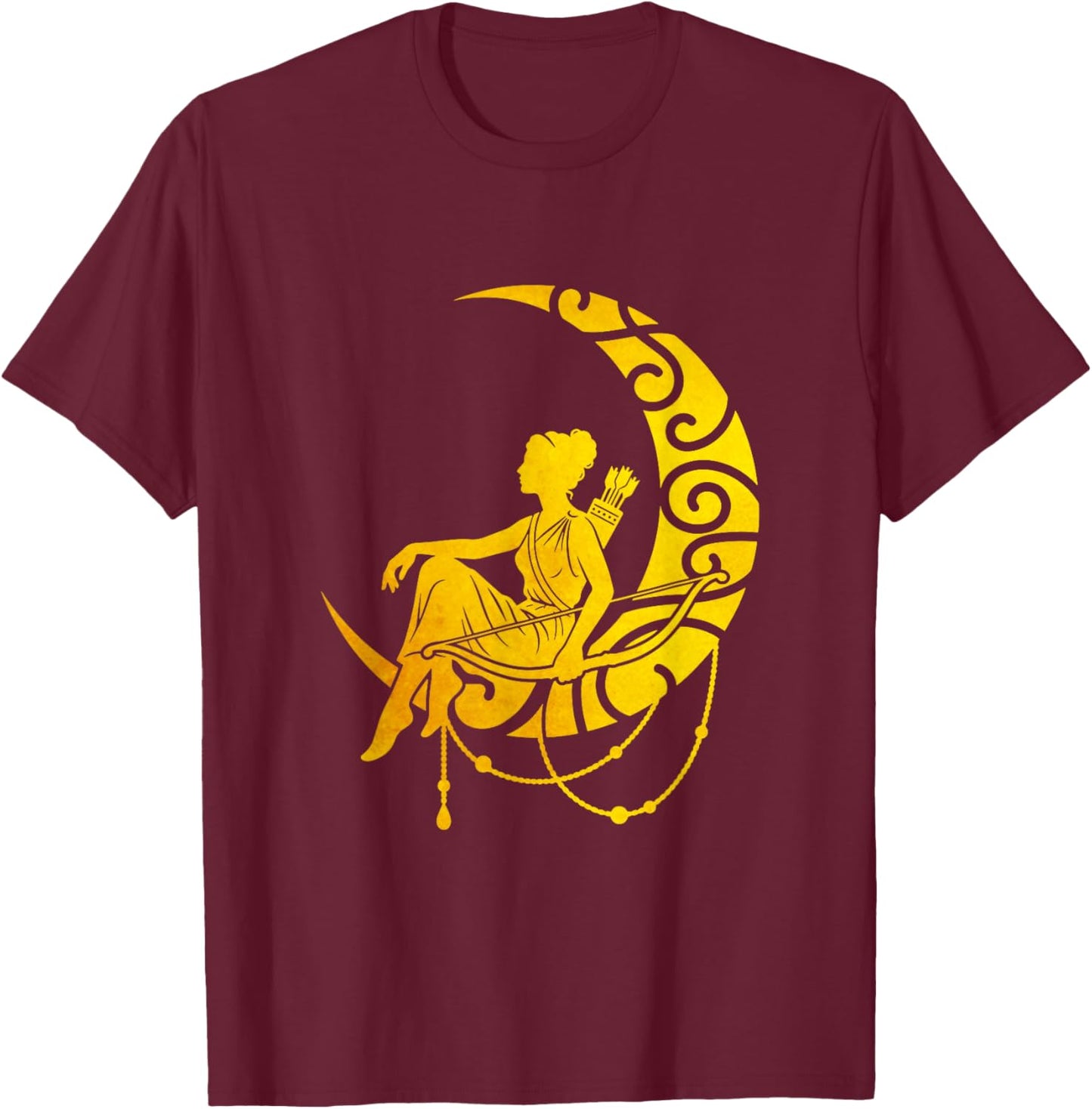 Artemis Goddess and The Moon Greek Mythology Fantasy T-Shirt - T-Shirt | Maroon